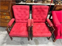 Antique Baltimore Spool Turned Walnut Armchairs