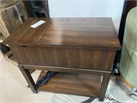 Wood side table cabinet with plug in power