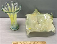 Glass Art Vase & Bowl