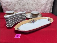 Vtg Celery Dish,Snack Plate&Cup,Silesien Bone Dish