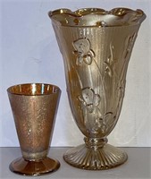1960's Jeannette Iris Iridescent Flora Gold Vase &