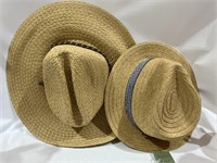 $40.00 set of two beach hats made of palm fabrics