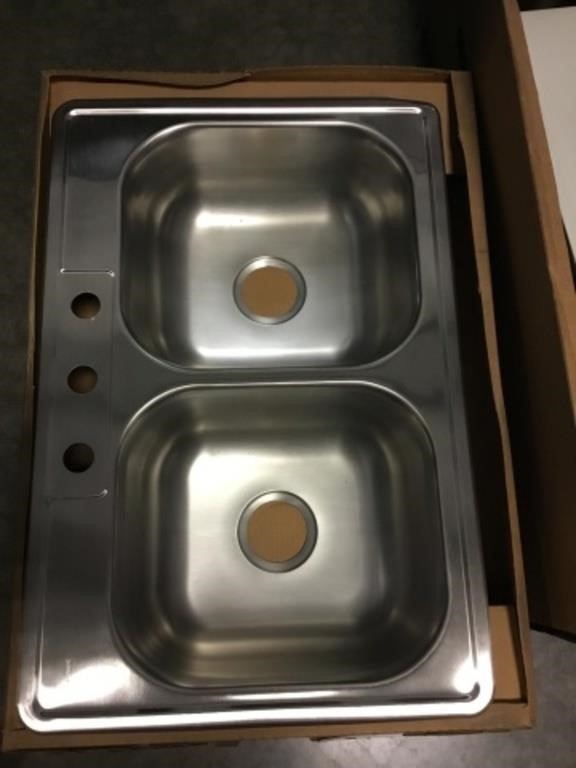 33" Drop-In Stainless Steel Double Bowl Sink