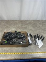 Large assortment of kitchen cooking knives
