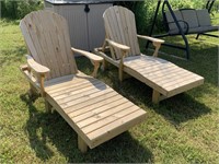 PAIR ADIRONDACK STYLE WOOD LOUNGE CHAIRS