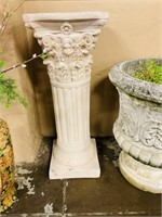 Tall plaster column plant stand