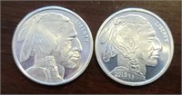 (2) One Ounce Silver Rounds: Indian/Buffalo #1