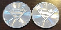 (2) One Ounce Silver Rounds: Superman