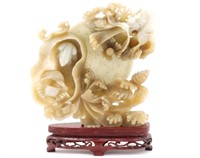 Asian Carved Soapstone w/ Aquatic Details