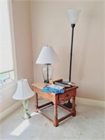 A.A. Laum End Table, 2 Lamps, Floor Lamp
