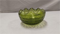 Indiana glass green duette quilted bowl