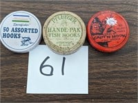 3 Fishing Hook Tins