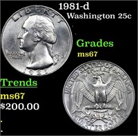 1981-d Washington Quarter 25c Grades GEM++ Unc