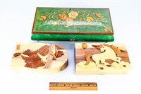 (2) Wooden Puzzle Gift Boxes & Unopened Trinket