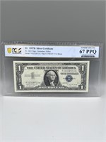 1957-B PCGS Superb GEM UNC 67 PPQ $1 Silver Certif