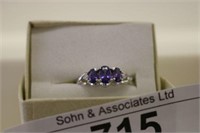 Sterling Silver 2 Stone Purple Ring