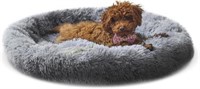 WOLF IN WINTER Calming Pet Bed (Grey  Large).