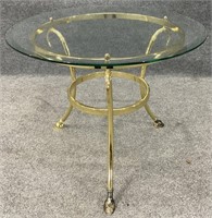 Round Brass & Glass Accent Table