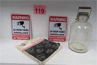 Vintage 1 Gallon Jug, Repair Book & Signs