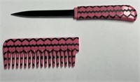 Pink Hearts Comb with Hidden Knife Blade!