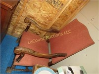 vintage wood arm leg chair upholstered