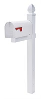 White Metal Standard Mailbox - Post Mount