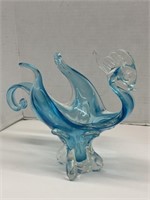 Art Glass Bird Vase - Light Blue, 8.5 "