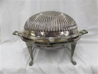 ANTIQUE SILVERPLATE VICTORIAN PAW FOOTED ROLL OVER