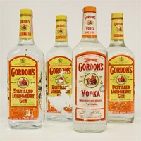 3 Gordon's Gin, 1 Gordon's Vodka Vintage Bottles