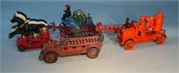 Reproduction Cast Iron Fire Truck Toys 5pc