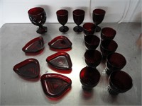 Red glass assortment vintage