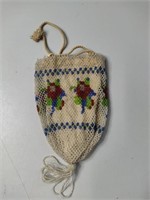 Vintage Seed Bead Bag - Rose pattern