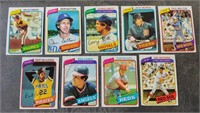 1980 TOPPS 9 CARD LOT BASEBALL - GEORGE BRETT,