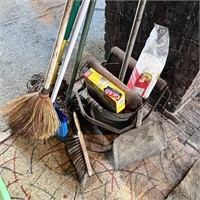 Vintage Mop Bucket, Dust Pan, Brooms, Mop