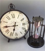 Roman Numbered Clock & Hourglass.