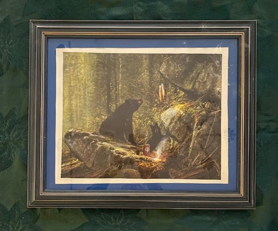 Print of Bear & Cub at a Campsite