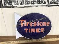 16x21  Firestone Tire Flange Porcelain Sign