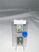 (2) 1-Cent Stamps Washington & Lincoln
