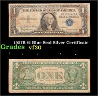 1957B $1 Blue Seal Silver Certificate Grades vf++