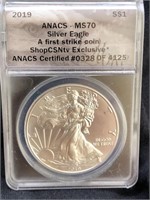 2019 1 ounce silver Eagle MS 70
