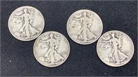 (4) 1930’s Silver Walking Liberty Half Dollars