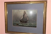 20th C. Watercolor of Maritime Seascape