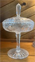 Vintages etched cut crystal candy dish