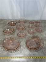 Vintage Pink Old Colony Open Lace berry bowls,