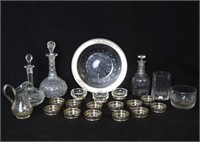 Collection of Crystal & Sterling Bar Ware
