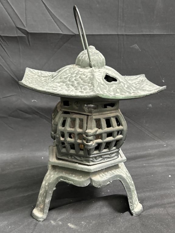 Vintage Taiwanese cast iron pagoda lantern