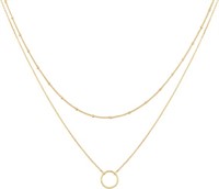 18k Gold-pl Karma Layered Chain Necklace