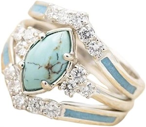 Unique .32ct White Sapphire & Turquoise Ring