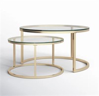 ROUND NESTING COFFEE TABLES WITH GOLD BASE FINISH