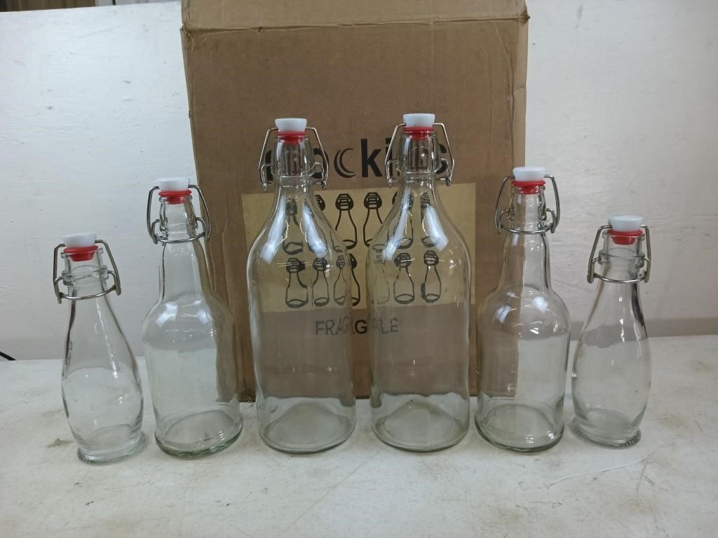 12 ct asst latching glass bottles